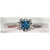 Image 1 : #35-14K WHITE GOLD BLUE AND WHITE DIAMOND RING