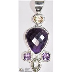 #36-STERLING SILVER AMETHYST AND CITRINE PENDANT