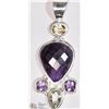 Image 1 : #36-STERLING SILVER AMETHYST AND CITRINE PENDANT
