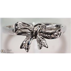 #38-14K WHITE GOLD DIAMOND BOW RING