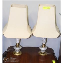 PAIR OF BRASS AND GRANITE TABLE LAMPS
