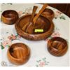 Image 1 : ESTATE WOOD CARVED SALAD BOWL SET