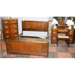 VINTAGE 1940'S DOUBLE SIZED BEDFRAMED, CHEST OF