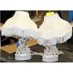 PAIR  OF ESTATE PORCELAIN FIGURINE LAMPS
