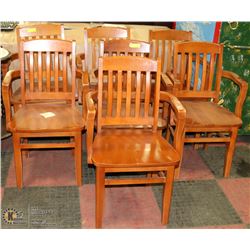 SET OF 7 SOLID WOOD ARMCHAIRS