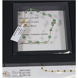 14KT YELLOW GOLD GEMSTONE BRACELET WITH COA