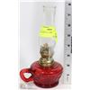 Image 1 : SMALL RED OIL LAMP WITH FINGER LOOP