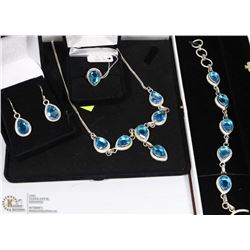 BLUE TOPAZ .925 SOLID SILVER BRACELET, NECKLACE ,