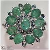 Image 1 : #42-STERLING SILVER EMERALD & SAPPHIRE RING