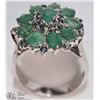 Image 2 : #42-STERLING SILVER EMERALD & SAPPHIRE RING