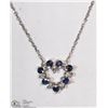 Image 1 : #45-14K W GOLD SAPPHIRE & DIAMOND HEART NECKLACE