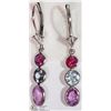 Image 1 : #49-14K WHITE GOLD NATURAL SAPPHIRE DROP EARRINGS