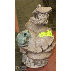 CONCRETE PIXIE WITH SPITTING FROG POND DÉCOR
