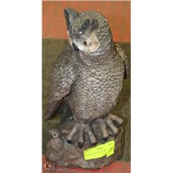 CONCRETE PAINTED OWL  14" HIGH