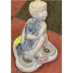 CONCRETE BOY AND HIS DOG 12" HIGH  GARDEN/POND