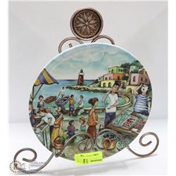 ITALIAN HANDPAINTED PLATE WITH STAND