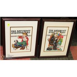 PAIR OF SATURDAY EVENING POST NEEDLEPOINT PICS