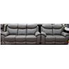 Image 1 : NEW GREY GENUINE LEATHER RECLINING LOVE SEAT