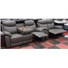 Image 2 : NEW GREY GENUINE LEATHER RECLINING LOVE SEAT