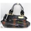 Image 1 : BLACK AND BROWN SNAKE SKIN STYLE BAG W/SHOULDER