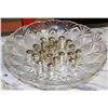 Image 1 : CUT GLASS PLATE WITH SALT AND PEPPER SHAKERS