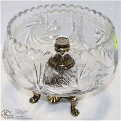 LARGE 8 STAR PINWHEEL CRYSTAL CENTERPIECE BOWL