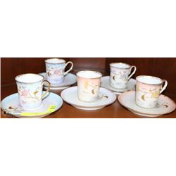 SET OF 5 MINI CUP ELITE LIMOGES TEA CUPS AND SAUCE