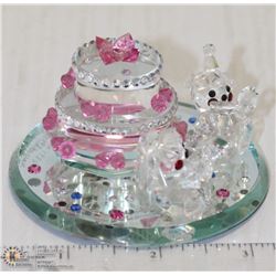 CLOWN WEDDING COUPLE WITH CAKE SWAROVSKI CRYSTAL