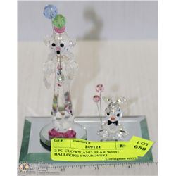 2 PC CLOWN AND BEAR WITH BALLOONS SWAROVSKI