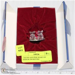 2 BEARS AND PINK HEART ON MIRROR SWAROVSKI