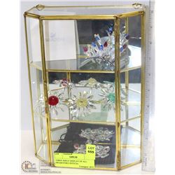 THREE SHELF DISPLAY OF ALL SWAROVSKI CRYSTAL