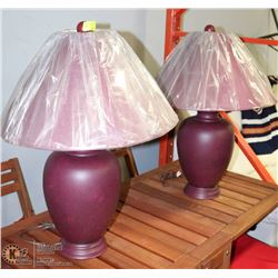 PAIR OF BURGUNDY COLOR TABLE LAMPS