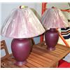 Image 1 : PAIR OF BURGUNDY COLOR TABLE LAMPS