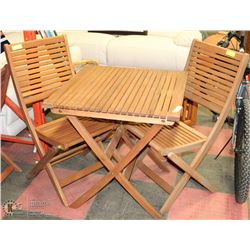 SOLID TEAK WOOD PATIO TABLE WITH 2 CHAIRS