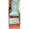 Image 1 : VINTAGE WOOD ROCKING CHAIR AND OTTOMAN