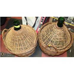 LOT OF 2 CARBOYS 54L WITH BAMBOO COVERS