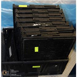 LOT OF 8 FOLDING PLASTIC STORAGE BINS