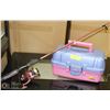 Image 1 : PINK GIRLS FISHING ROD + BOX FULL OF FISHING GEAR