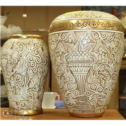 2 MATCHING HANDCRAFTED VASES