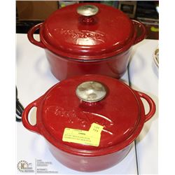 SET OF 2 WOLFGANG PUCK ENAMELED CAST IRON POTS