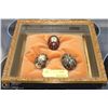 Image 1 : FRAMED SET OF 3 FABREGE STYLE EGG DISPLAY