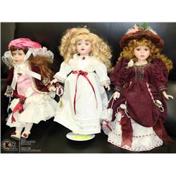ESTATE 3 PC PORCELAIN COLLECTOR DOLL COLLECTION