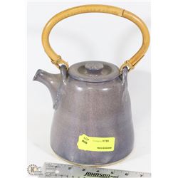 VINTAGE CERAMIC BAMBOO HANDLE TEA POT