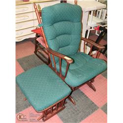 SOLID WOOD GLIDER ROCKER AND OTTOMAN