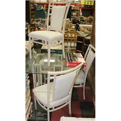 METAL AND GLASS TABLE WITH 4 SIDECHAIRS
