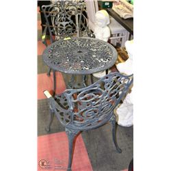 CAST IRON PATIO TABLE WITH 2 CHAIRS