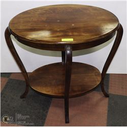 OVAL WOOD TABLE W/ SHELF 30X21X30