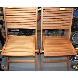 PAIR OF TEAK WOOD FOLDING CHAIRS