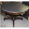 Image 1 : ANTIQUE PEDESTAL WOOD TABLE 45" ACROSS
