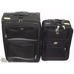 2 BLACK SUITCASES - 24X18X10" AND 21X14X8"